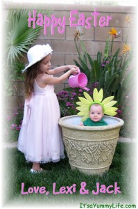 lexi watering Jack Happy Easter