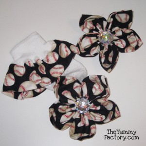 Fabric Flower Bow and Sock baseball
